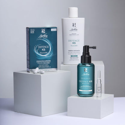 Champú anticaída BioNike Defence KS - Fórmula suave enriquecida con biotina y niacinamida para cabello debilitado, 200 ml
