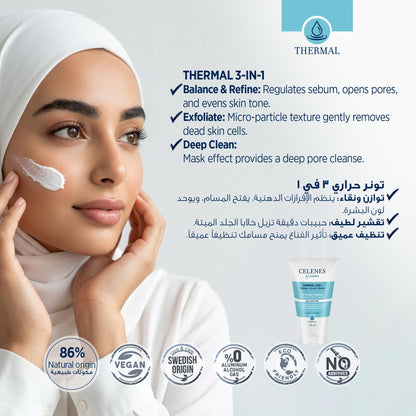 Celenes Thermal Masque Peeling Nettoyant 3 en 1 150ml - Hydratant & Rafraîchissant
