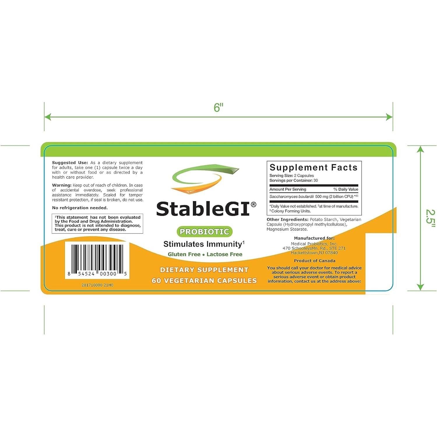 Stable GI Daily Probiotic 60 Vegetable Capsules Probiotic Capsules Pasteur Pharmacy