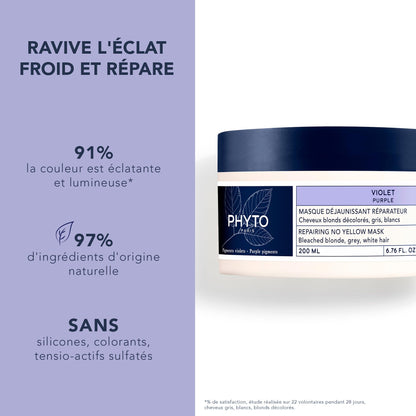 Mascarilla capilar Phyto Purple - Neutraliza tonos amarillentos, cuidado natural para cabellos rubios, grises y blancos