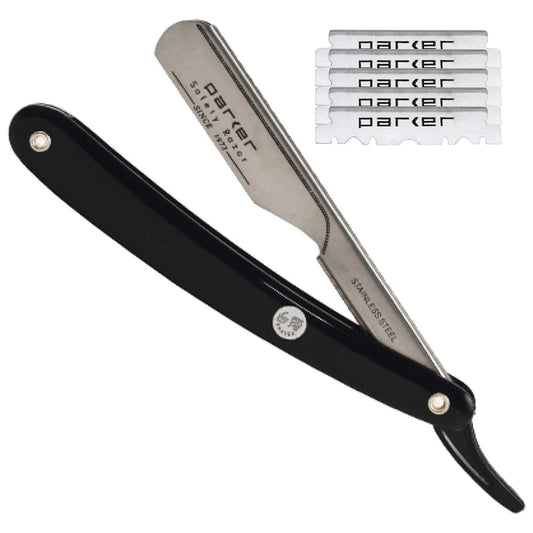 Parker PTB Push Type Black Handle Straight Barber Razor Razor Pasteur Pharmacy