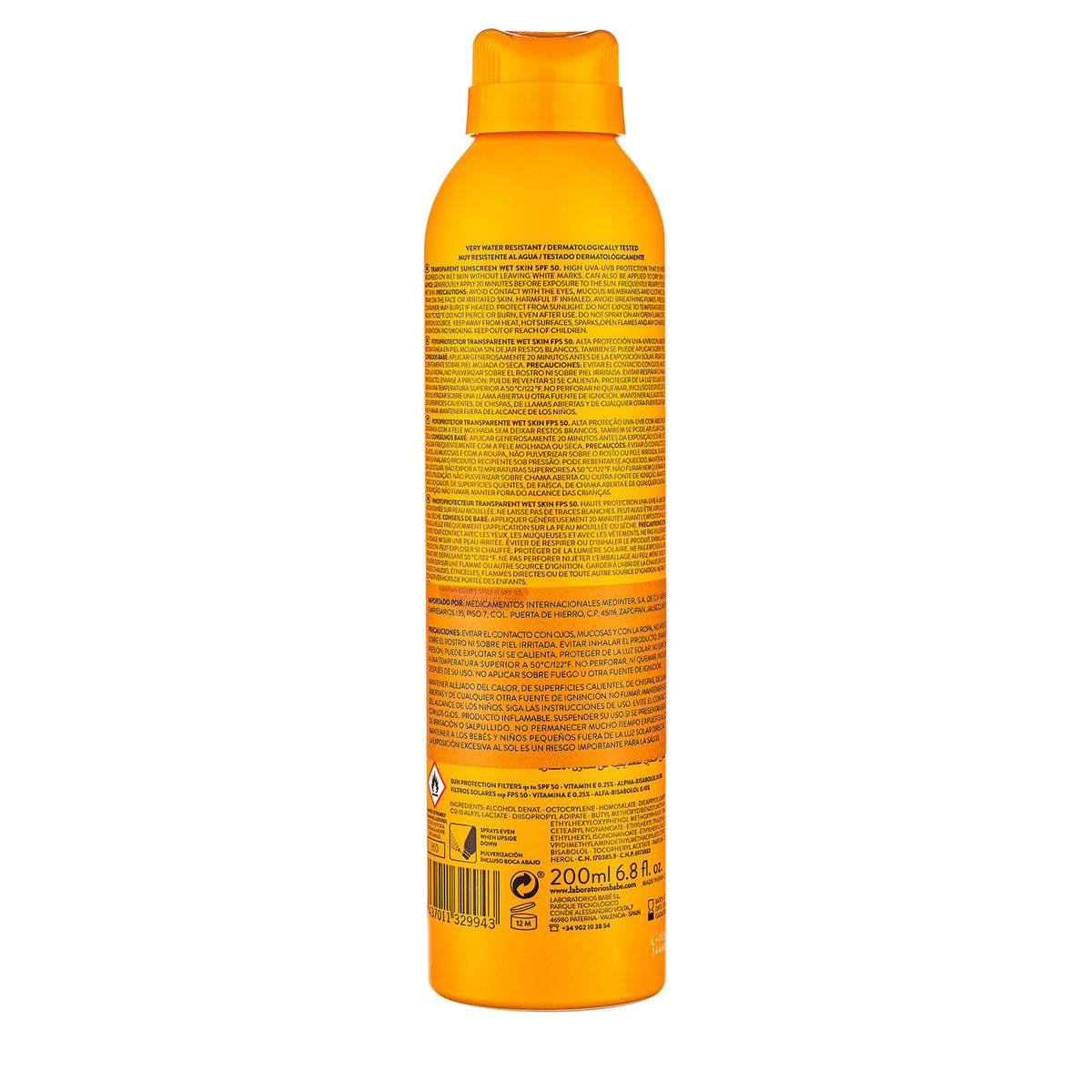 Babe Fotoprotector Transparent Sunscreen Wet Skin SPF 50+ 200 ml