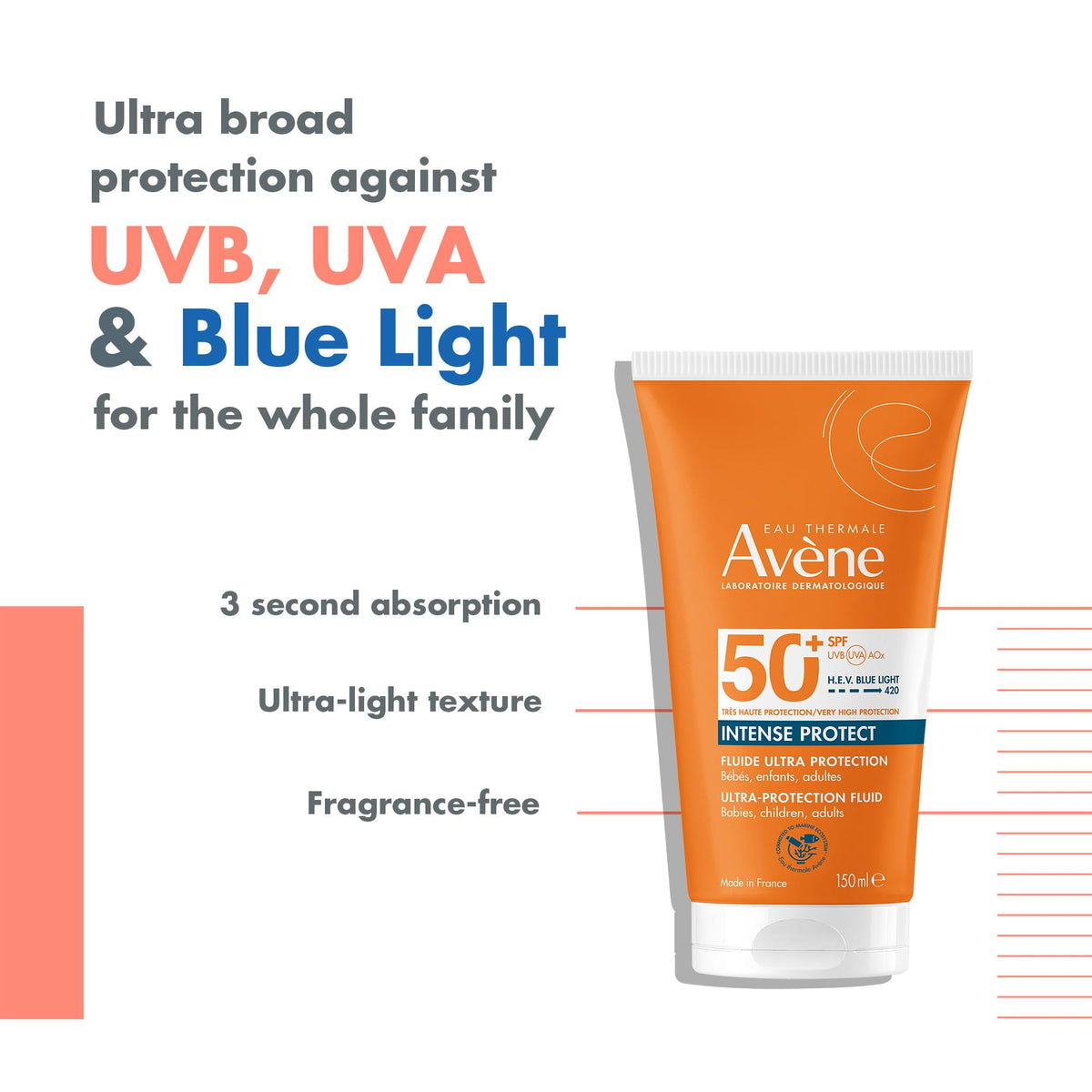 Fluido solar ultrarresistente Avène Intense Protect SPF50+ 150 ml