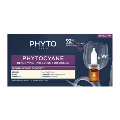 Tratamiento anticaída para mujer Phyto Phytocyane - 12 dosis individuales de 5 ml, promueve la salud capilar y reduce el debilitamiento