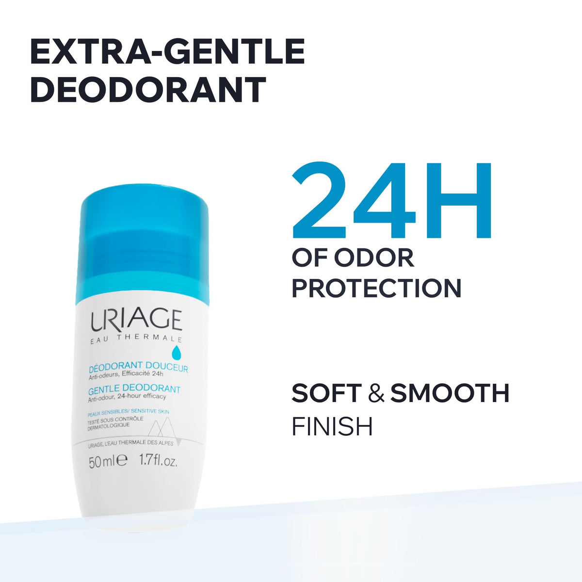 Uriage Gentle Deodorant Roll-on - Aluminium-Free, Paraben-Free, Sensitive Skin Care - 50ml