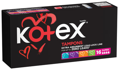 Tampones Kotex Super - 16 unidades | Protección cómoda