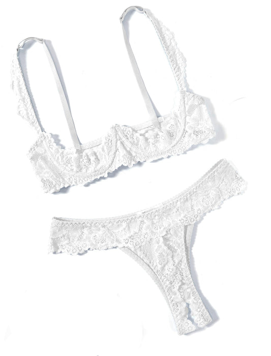 White Lace Women's Slip Underwear Set - 2 Pack | Size M
