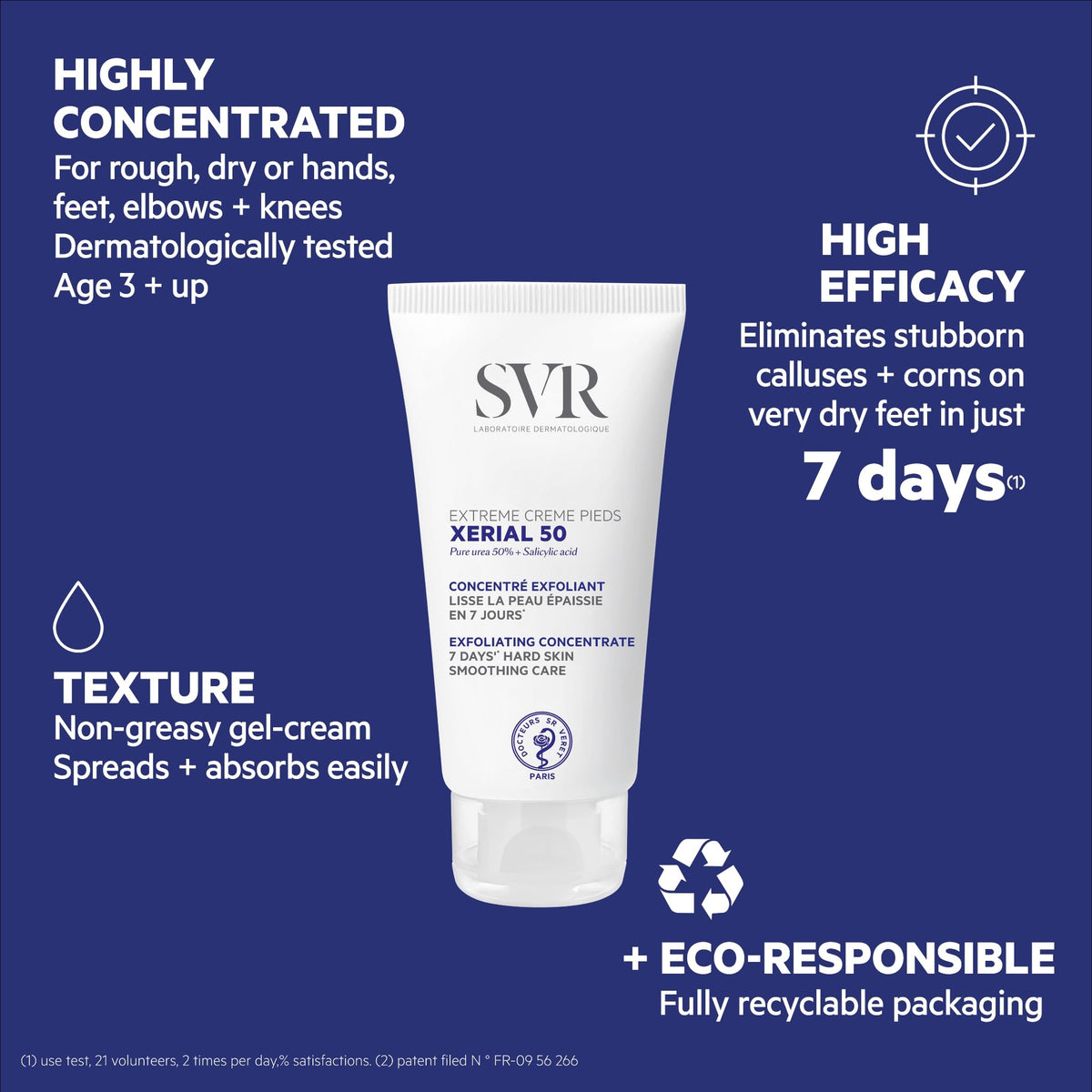 SVR Creme Pieds Xerial 30 - Intensive Foot Cream for Dry Feet with 30% Urea, Moisturizing & Soothing, 1.69 fl oz