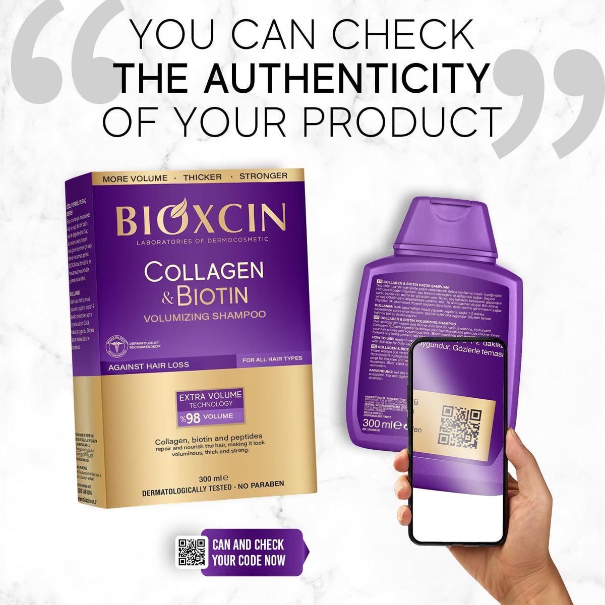 Bioxcin Biotin Supplement and Shampoo Set for Hair Loss Treatment and Hair Health Support