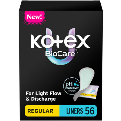 Protège-slips réguliers Kotex - Boîte de 56 | Doux et respirants