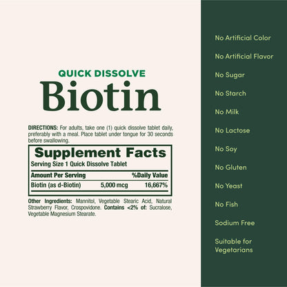 Nature's Bounty Biotine 2500 mcg 60 comprimés