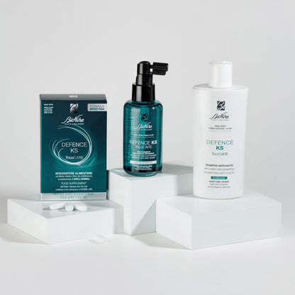 Champú anticaída BioNike Defence KS - Fórmula suave enriquecida con biotina y niacinamida para cabello debilitado, 200 ml