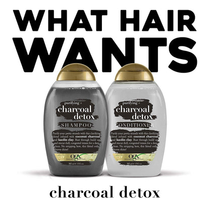 Champú OGX Charcoal Detox 385 ml - Limpieza profunda para la salud del cabello y el cuero cabelludo