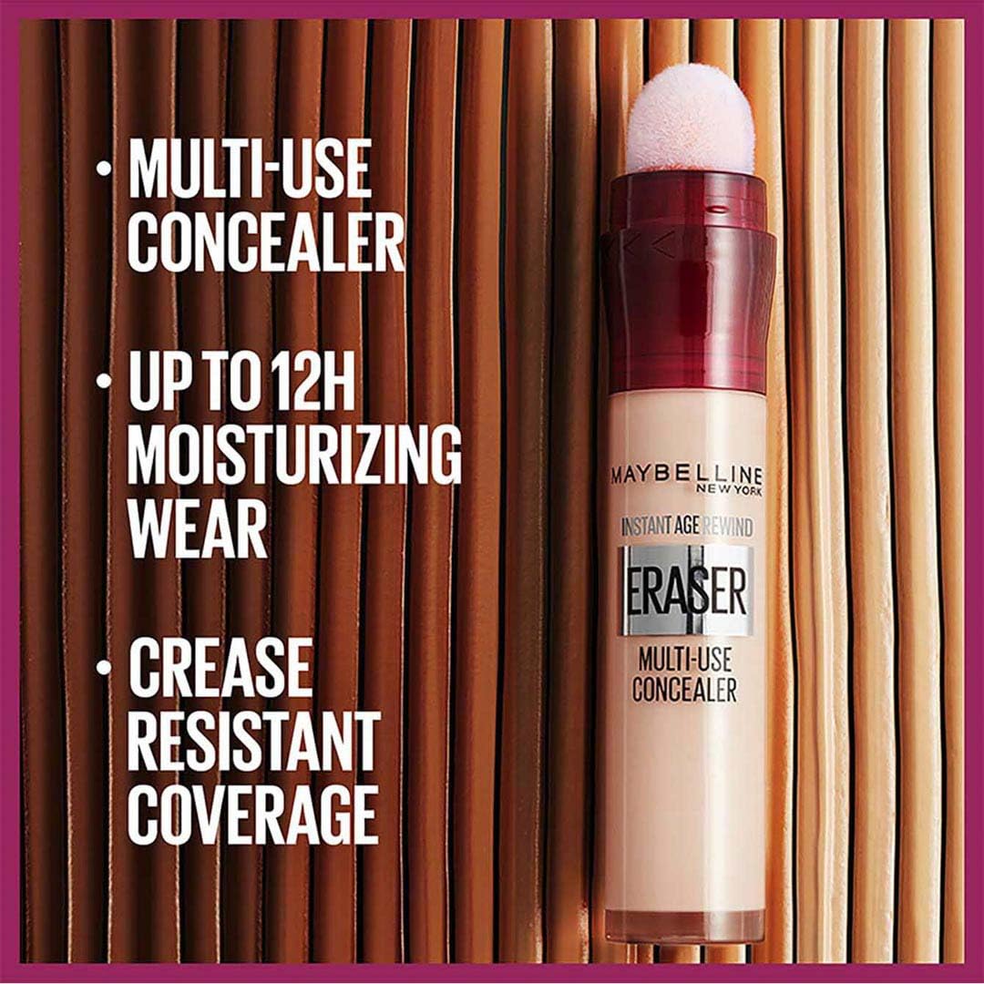 Corrector Maybelline Instant Anti-Age Eraser - Alta cobertura, hidratante, 12 horas de duración
