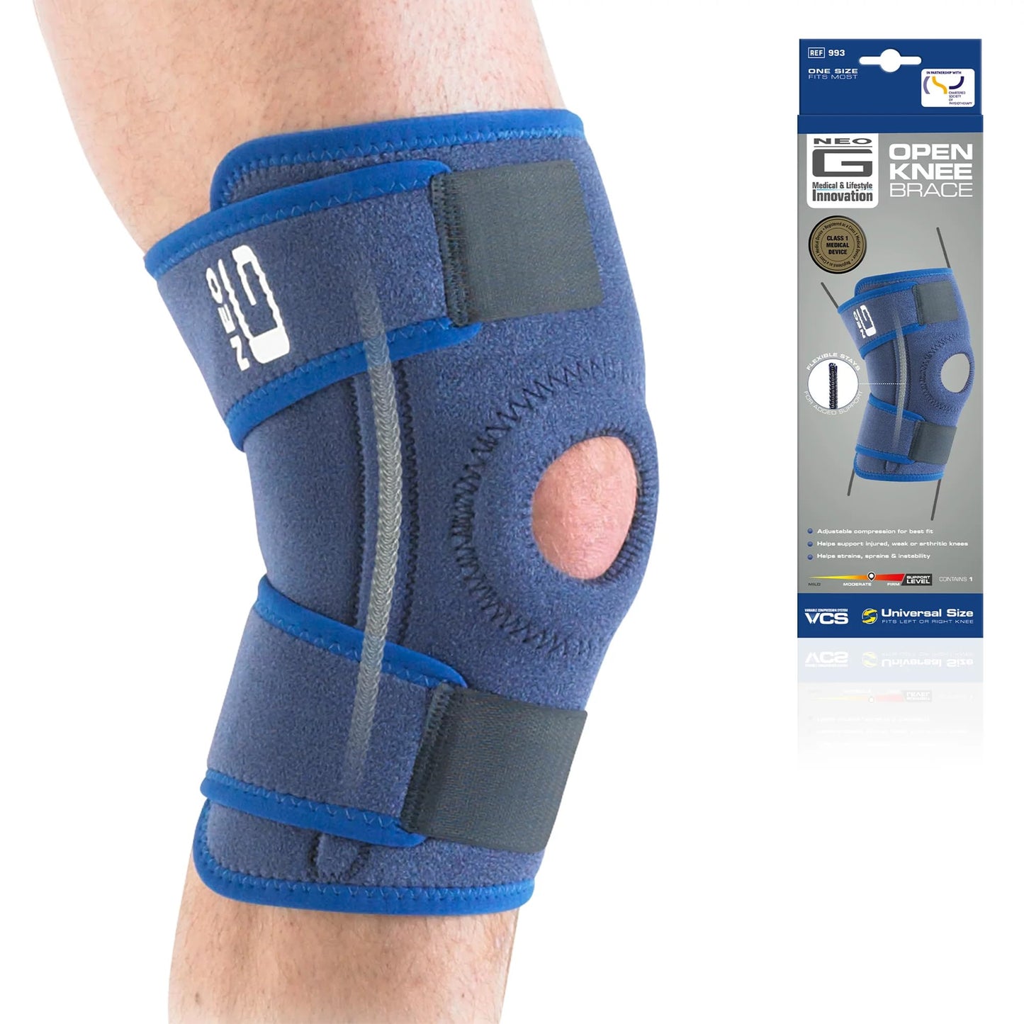Neo G Adjustable Open Knee Support, Universal One Size (OSFA) Supports & Braces Pasteur Pharmacy