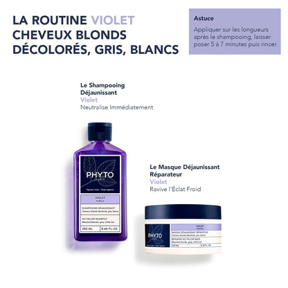 Mascarilla capilar Phyto Purple - Neutraliza tonos amarillentos, cuidado natural para cabellos rubios, grises y blancos