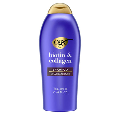 Champú OGX Biotin & Collagen: cuidado capilar espesante y fortalecedor para cabello fino o débil, 13.01 fl oz