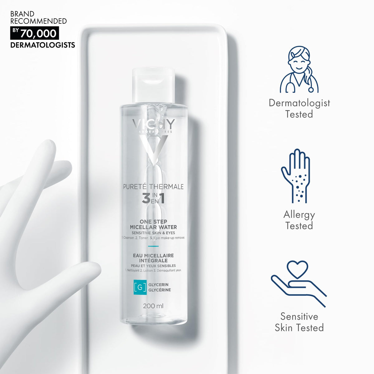 Vichy Mineral Micellar Water - Gentle Makeup Remover & Cleanser for Sensitive Skin