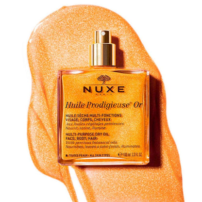 Nuxe Huile Prodigieuse OR Aceite seco para rostro, cuerpo y cabello - Nutritivo, reparador y suavizante con ingredientes naturales