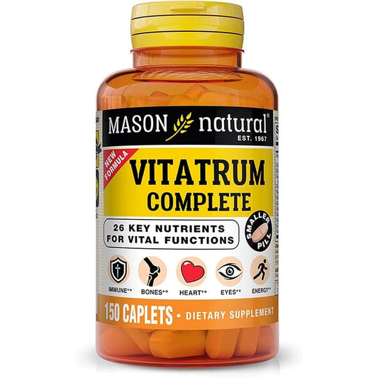 Mason Natural Vitatrum Complete Multivitamin-Multimineral Supports Immune Bones Heart Eyes And Energy Health 150 Caplets Vitamins & Supplements Pasteur Pharmacy