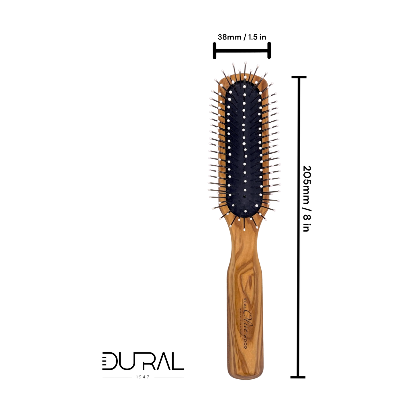 Dural Wooden Rubber Cushion Brush Steel Pins with Plastic Tips Hair Brush Pasteur Pharmacy