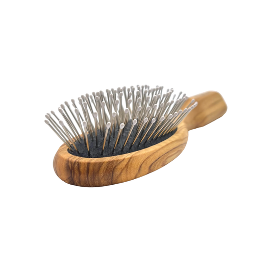 Dural Olive wood hair brush with rubber cushion, steel pins with ball tips Hair Brush Pasteur Pharmacy
