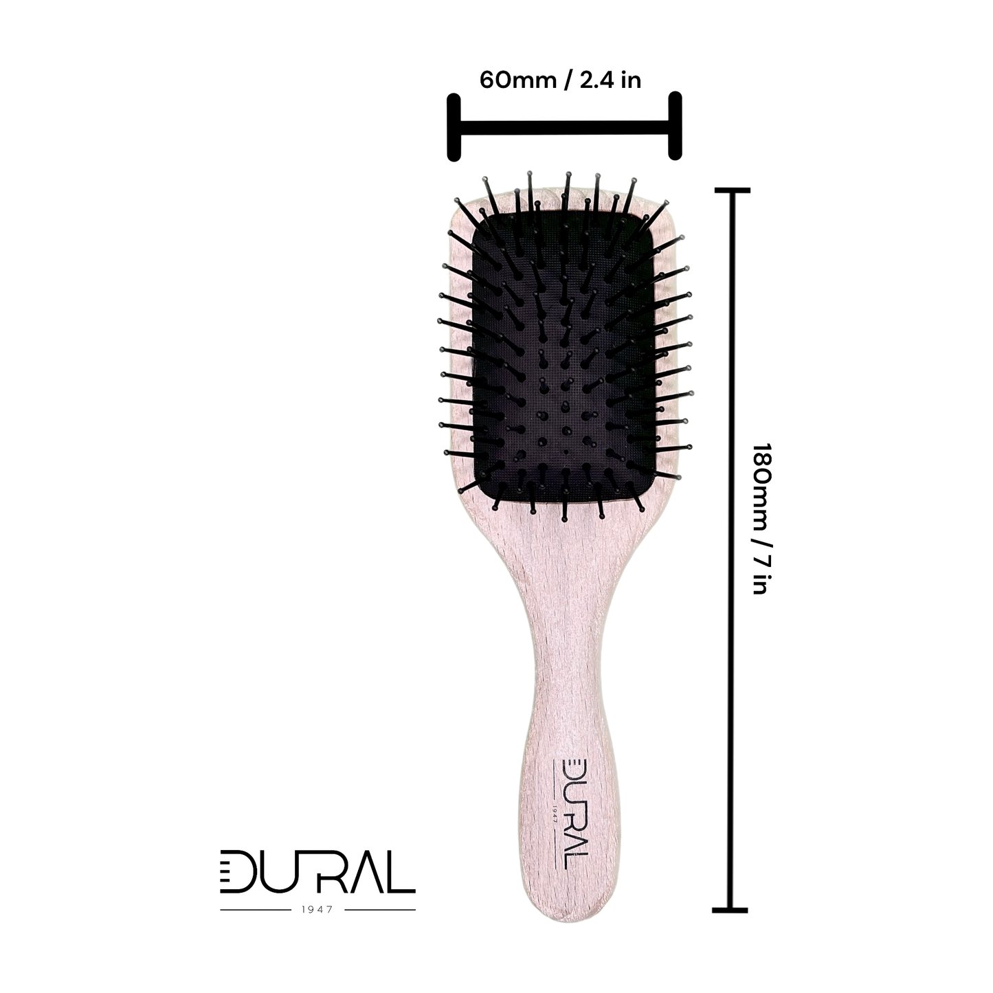 Dural Wooden Paddle Brush small Beech Wood Plastic pins with ball tips Hair Brush Pasteur Pharmacy