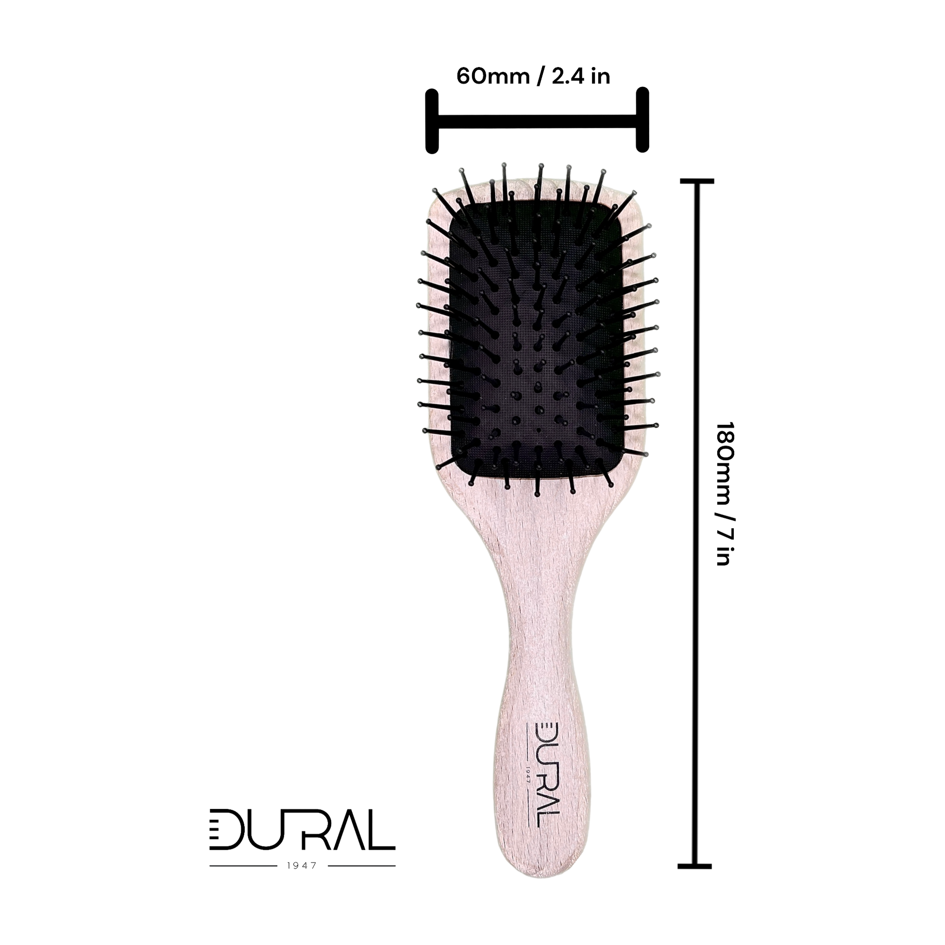 Dural Wooden Paddle Brush small Beech Wood Plastic pins with ball tips Hair Brush Pasteur Pharmacy