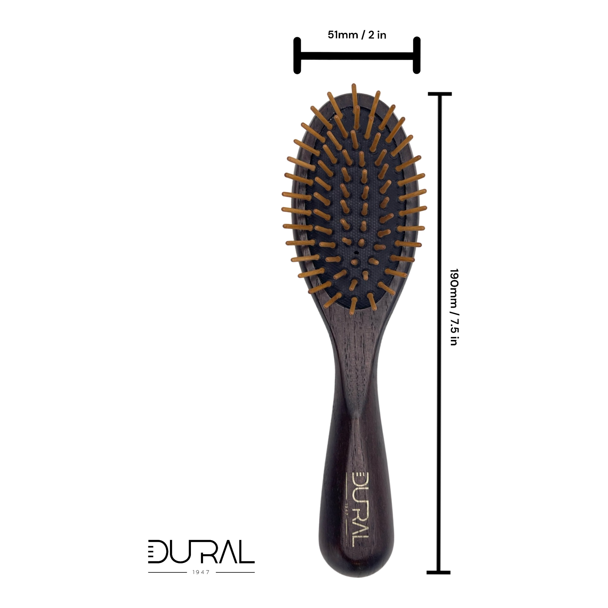 Dural ash wood, rubber cushion Hair Brush with wooden pins Hair Brush Pasteur Pharmacy