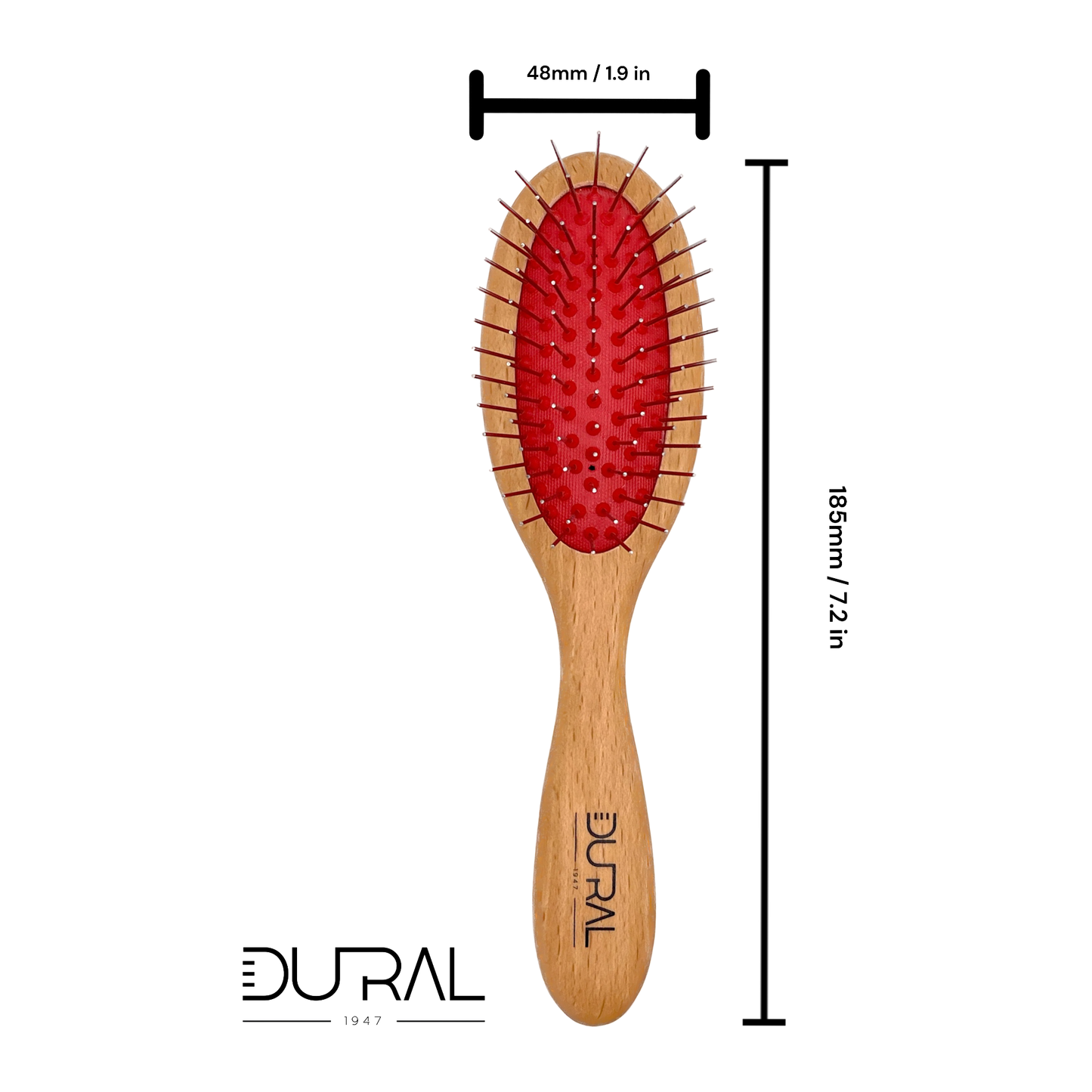 Dural Hair Brush Beech Wood Oiled Steel pins without ball tips Hair Brush Pasteur Pharmacy