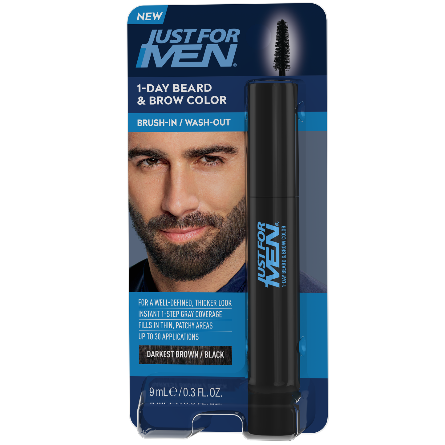 Just For Men 1-Day Temporary Beard & Brow Color, Up To 30 Applications - 0.3 Fl Oz Hair Color Pasteur Pharmacy
