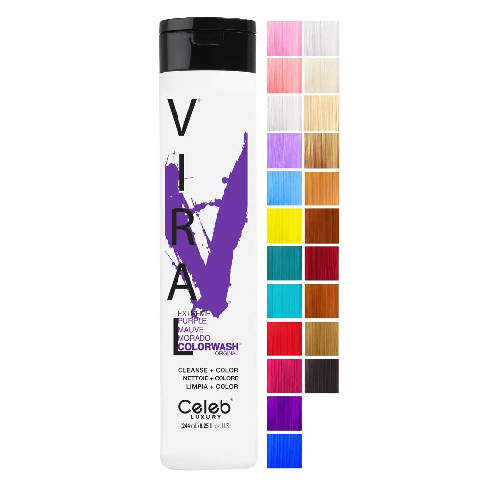 Celeb Luxury Viral Colorwash, Professional Semi-Permanent Hair Color Depositing Shampoo, Purple Hair Care Pasteur Pharmacy
