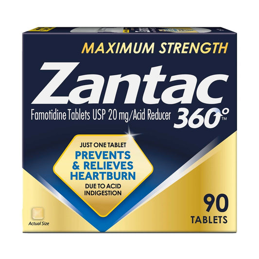Zantac 360 Max Strength 20mg – 90 Tablets Value Size, Heartburn Relief & Prevention Medicine & Drugs Pasteur Pharmacy