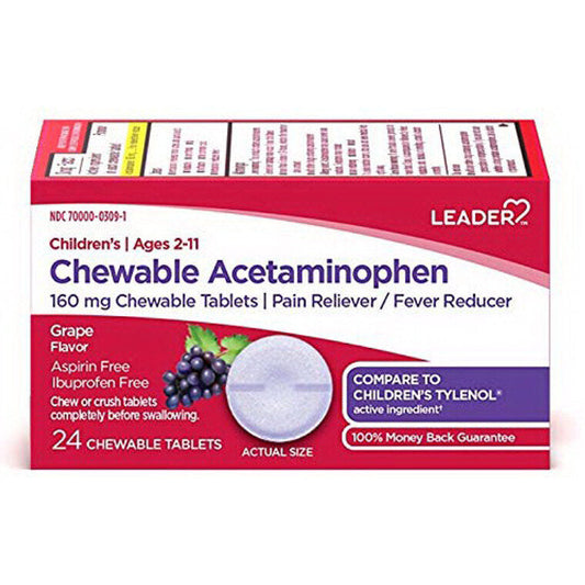 Leader Children’s Acetaminophen 24 Chewable Tablets Medicine & Drugs Pasteur Pharmacy
