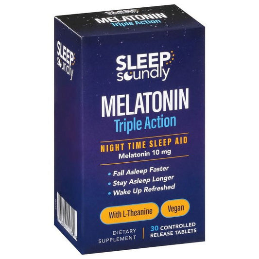 Sleep Soundly Melatonin Triple Action 10 Mg Tablets 30Ct Vitamins & Supplements Pasteur Pharmacy