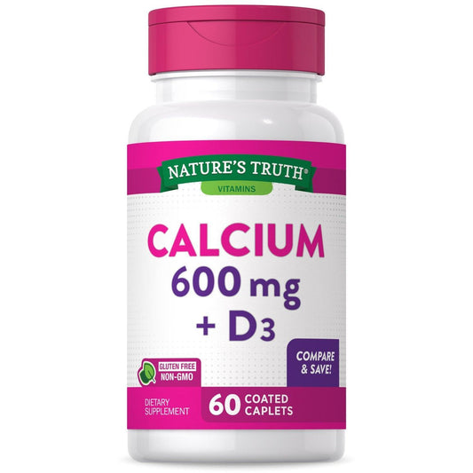 Nature's Truth Calcium Plus Vitamin D3, 600 Mg, 60 Coated Caplets Vitamins & Supplements Pasteur Pharmacy