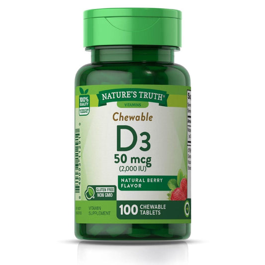 Nature's Truth Vitamins 50 Mcg Berry Flavor Vitamin D3 100 Tablets Vitamins & Supplements Pasteur Pharmacy