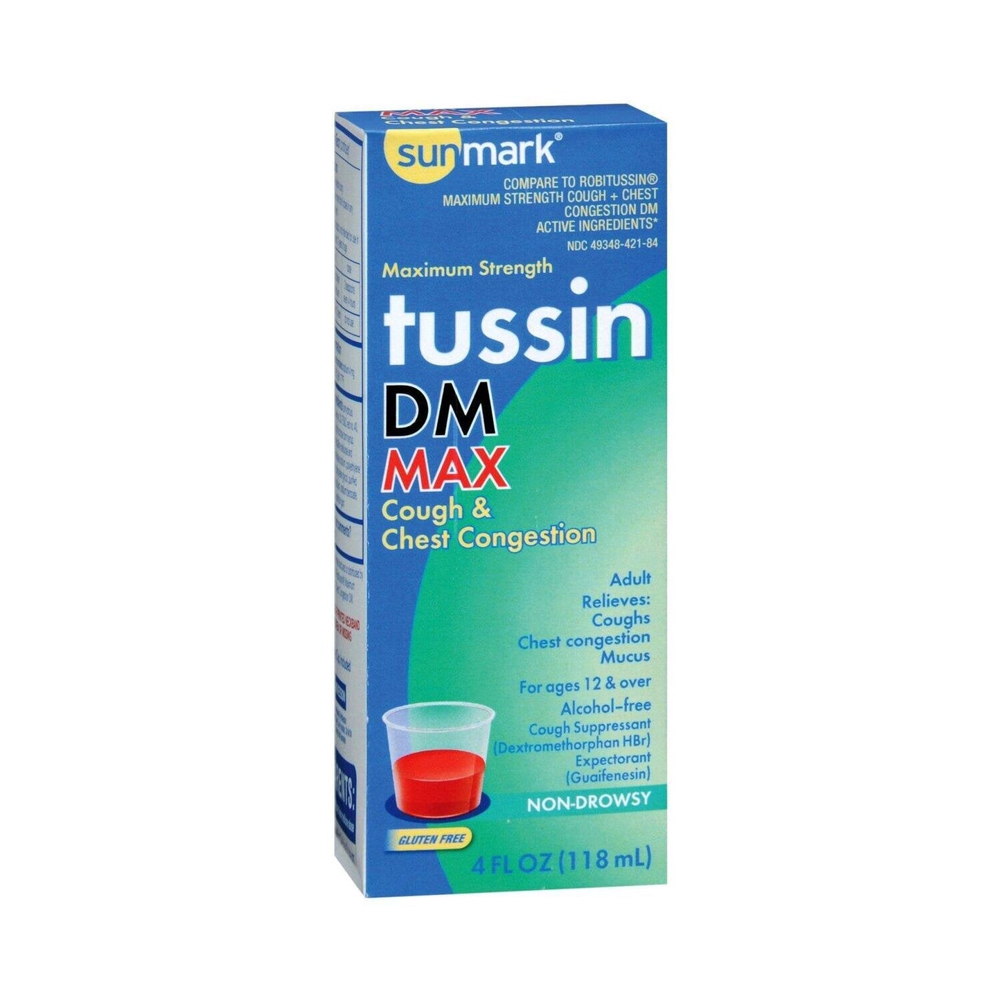 Sunmark Non-Drowsy Maximum Strength Adult Tussin Cough & Chest Congestion DM 4Oz Liquid & Frozen Eggs Pasteur Pharmacy