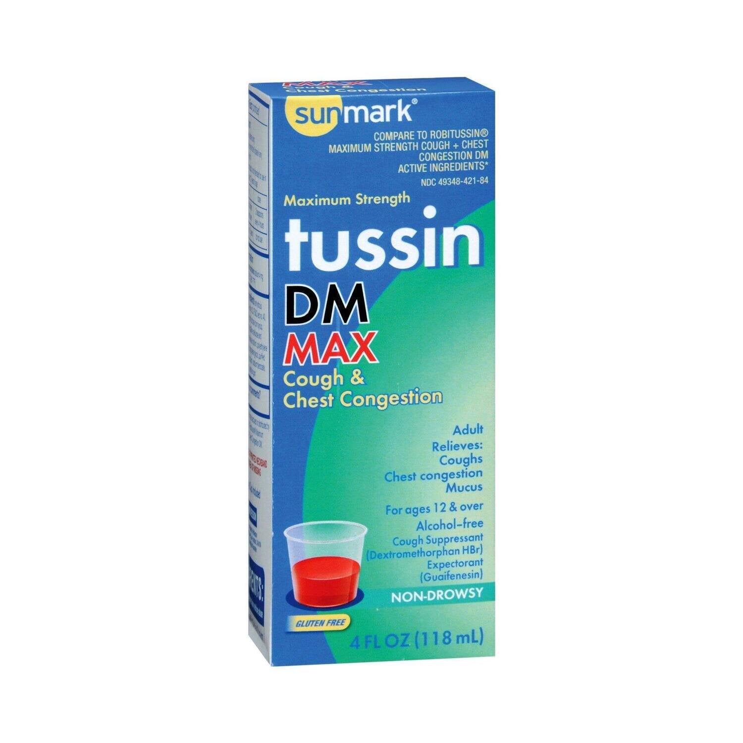 Sunmark Non-Drowsy Maximum Strength Adult Tussin Cough & Chest Congestion DM 4Oz Liquid & Frozen Eggs Pasteur Pharmacy