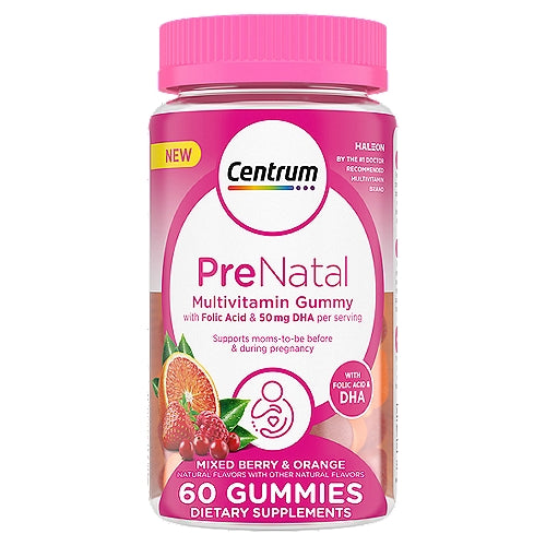 Centrum DHA And Folic Acid Prenatal Multivitamin Gummies - Mixed Berry/Orange - 60ct Vitamins & Supplements Pasteur Pharmacy