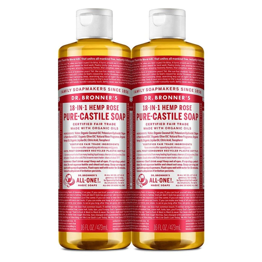 Dr. Bronner's Pure Castile Liquid Soap Rose -- 16 Fl Oz Bath & Body Pasteur Pharmacy