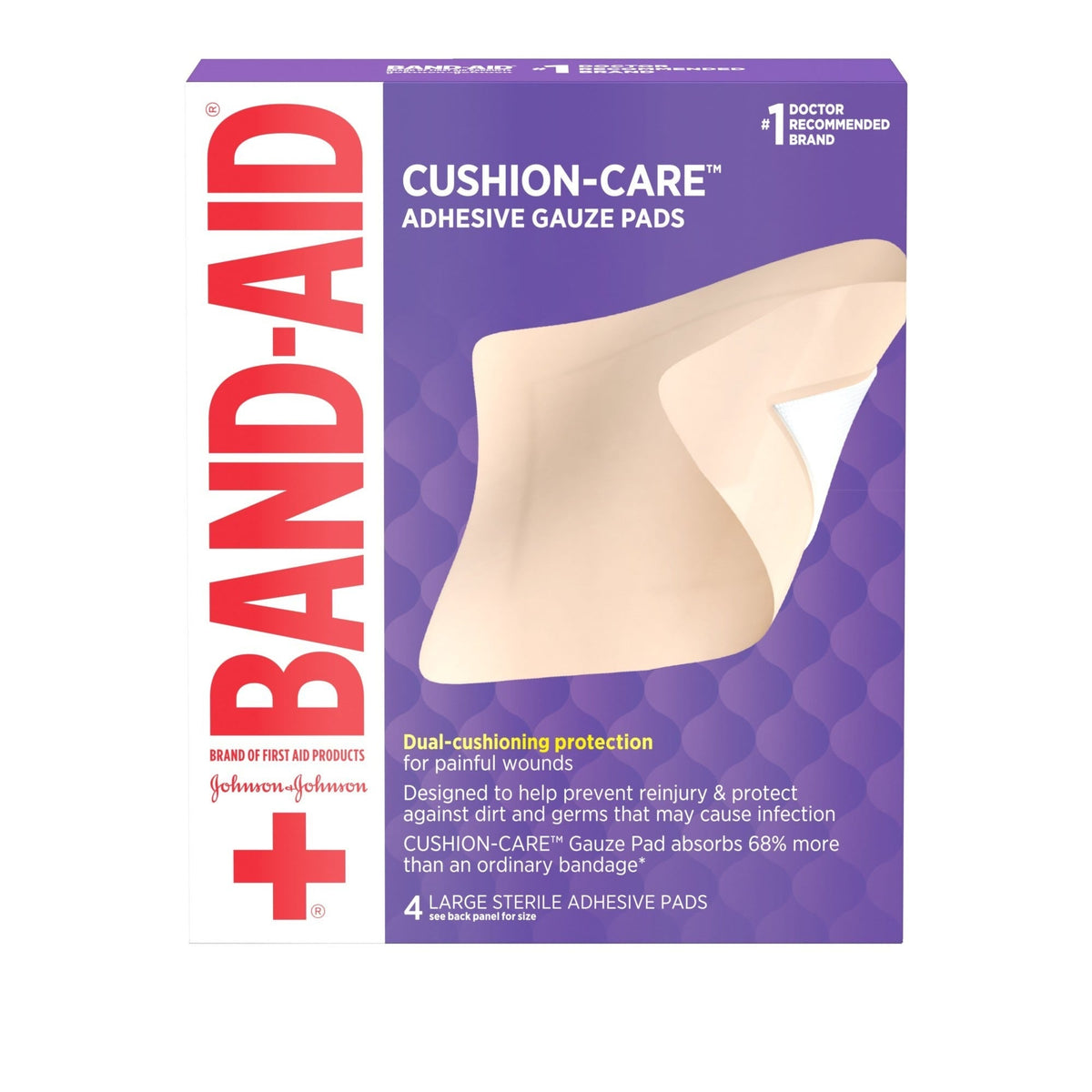 Band Aid Brand Of First Products All-in-One Adhesive Gauze Pad, Large