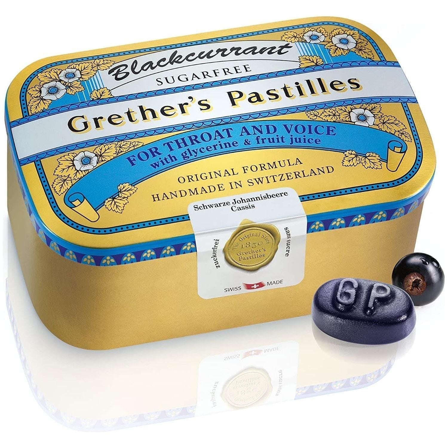 Grether's Pastilles Blackcurrant Sugar-free 176 Lozenges Lozenges Pasteur Pharmacy