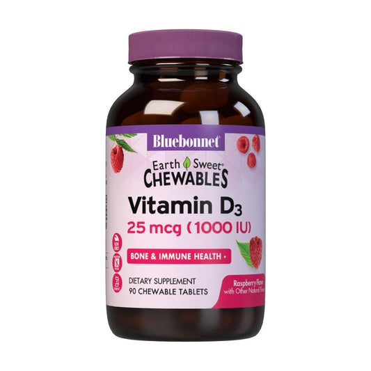 Bluebonnet Earth Sweet Vitamin D3 2000 iu Raspberry Flavor, 90 chewable caplets Vitamins & Supplements Pasteur Pharmacy