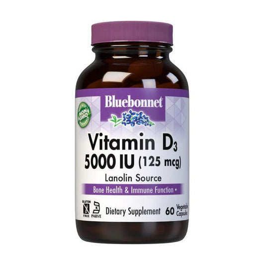 Bluebonnet Vitamin D3 5000 IU Vegetable Capsules, 100 Count Vitamin D3 Supplement Pasteur Pharmacy