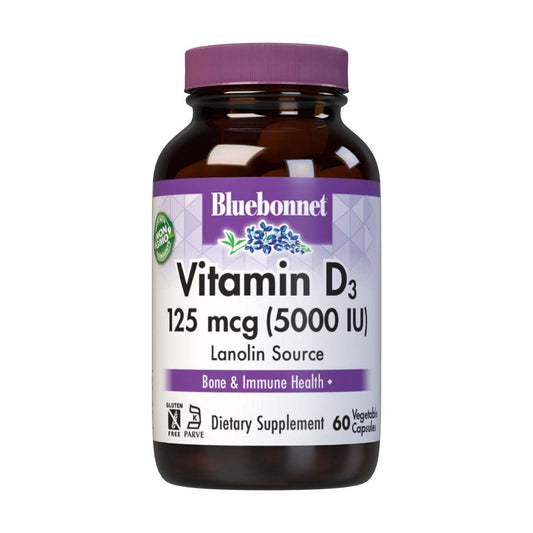 Bluebonnet Vitamin D3 5000 IU, 60 Vegetable Capsules Vitamins & Supplements Pasteur Pharmacy