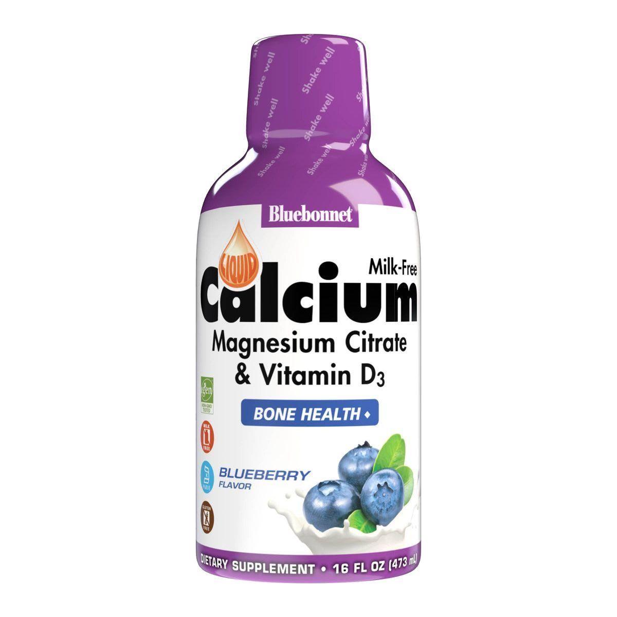 Bluebonnet Kosher Calcium Magnesium Citrate Plus Vitamin D3 Liquid Strawberry Flavor 16 oz Dietary Supplements Pasteur Pharmacy