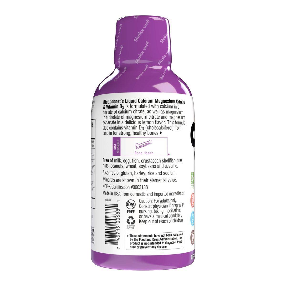 Bluebonnet Kosher Calcium Magnesium Citrate Plus Vitamin D3 Liquid Strawberry Flavor 16 oz Dietary Supplements Pasteur Pharmacy