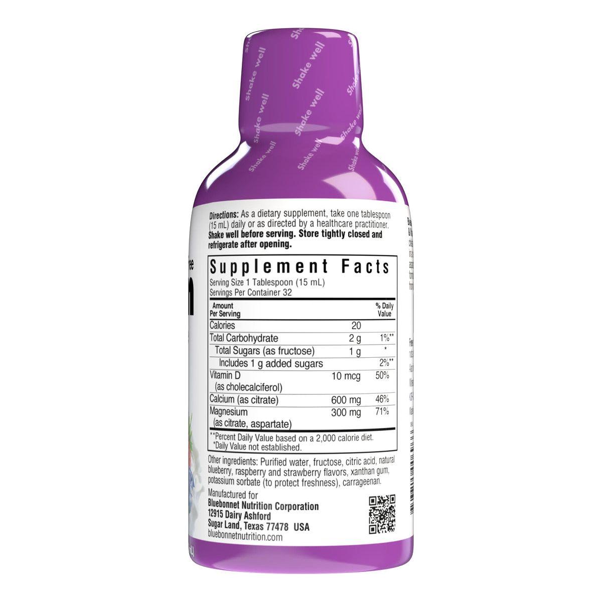 Bluebonnet Liquid Calcium Magnesium Citrate Plus Vitamin D3, Mixed Berry, 16 oz Vitamins & Supplements Pasteur Pharmacy