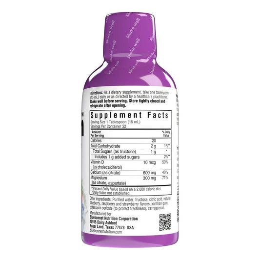 Bluebonnet Liquid Calcium Magnesium Citrate Plus Vitamin D3, Mixed Berry, 16 oz Vitamins & Supplements Pasteur Pharmacy